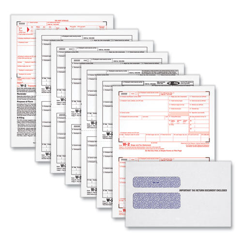 W-2 Tax Forms Kit, Fiscal Year: 2022, Six-Part Carbonless, 8.5 x 5.5, 2 Forms/Sheet, 24 Forms Total-(TOP22904KIT)