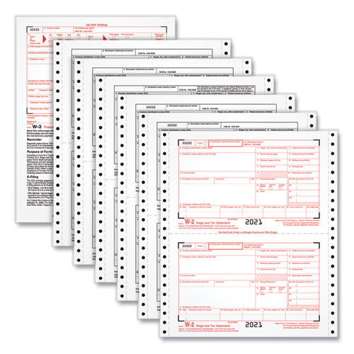 W-2 Tax Form for Dot Matrix Printers, Fiscal Year: 2022, Six-Part Carbonless, 5.5 x 8.5, 2 Forms/Sheet, 24 Forms Total-(TOP2206C)