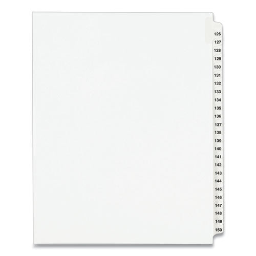 Preprinted Legal Exhibit Side Tab Index Dividers, Avery Style, 25-Tab, 126 to 150, 11 x 8.5, White, 1 Set, (1335)-(AVE01335)