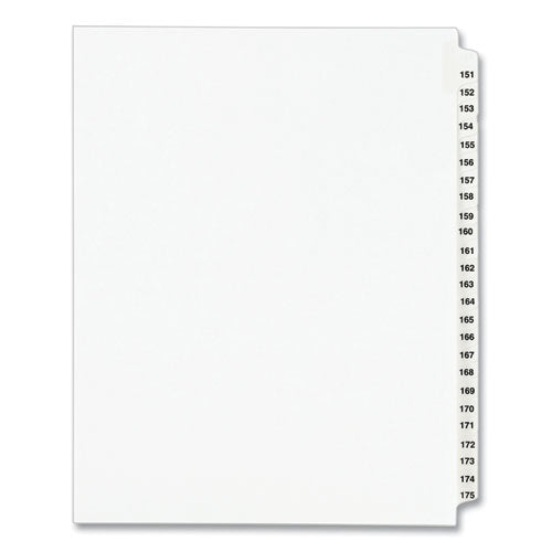 Preprinted Legal Exhibit Side Tab Index Dividers, Avery Style, 25-Tab, 151 to 175, 11 x 8.5, White, 1 Set, (1336)-(AVE01336)