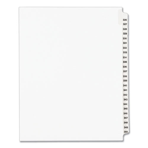 Preprinted Legal Exhibit Side Tab Index Dividers, Avery Style, 25-Tab, 326 to 350, 11 x 8.5, White, 1 Set, (1343)-(AVE01343)