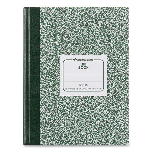 Lab Notebook, Quadrille Rule (5 sq/in), Green Marble Cover, (96) 10.13 x 7.88 Sheets-(RED53110)