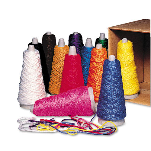 Double Weight Yarn Cones, 2-Ply, 2 oz, 100% Acrylic, Assorted Colors, 12/Box-(PAC00590)