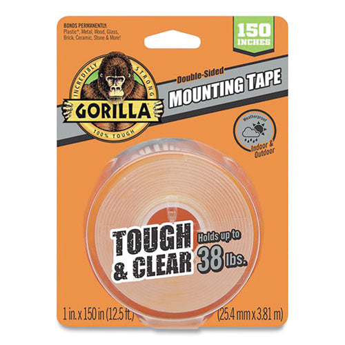 Tough & Clear Double-Sided Mounting Tape, Permanent, Holds Up to 0.25 lb per Inch, 1" x 12.5 ft, Clear-(GOR6036002)