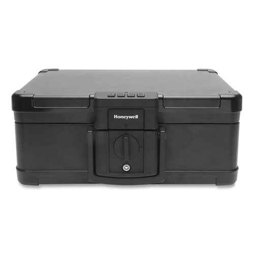 Fire and Waterproof Safe with Touchpad Lock, 15.9 x 13.1 x 6.7, 0.24 cu ft, Black-(HWL1553)