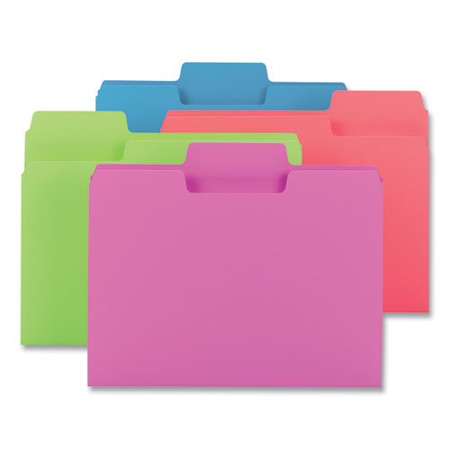 SuperTab Colored File Folders, 1/3-Cut Tabs: Assorted, Letter Size, 0.75" Expansion, 11-pt Stock, Assorted Colors, 24/Pack-(SMD11957)