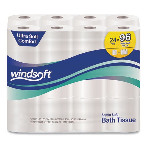 Premium Bath Tissue, Septic Safe, 2-Ply, White, 284 Sheets/Roll, 24 Rolls/Carton-(WIN24244)