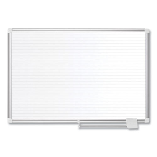 Ruled Magnetic Steel Dry Erase Planning Board, 48 x 36, White Surface, Silver Aluminum Frame-(BVCMA0594830)