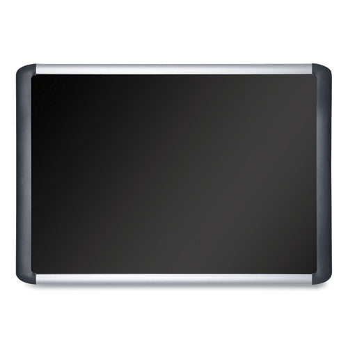 Soft-touch Bulletin Board, 96 x 48, Black Fabric Surface, Aluminum/Black Aluminum Frame-(BVCMVI210301)