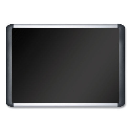 Soft-touch Bulletin Board, 72 x 48, Black Fabric Surface, Aluminum/Black Aluminum Frame-(BVCMVI270301)