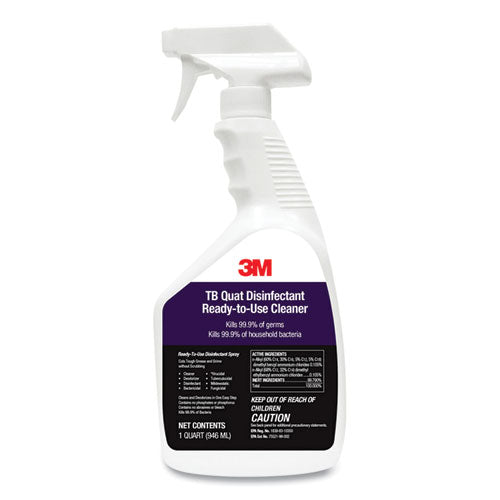 TB Quat Disinfectant Ready-to-Use Cleaner, Lemon Scent, 1 qt Bottle-(MMM1027PC)