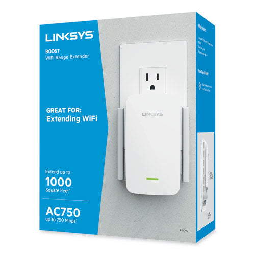 AC750 BOOST Wi-Fi Extender, 1 Port, Dual-Band 2.4 GHz/5 GHz-(LNKRE6300)