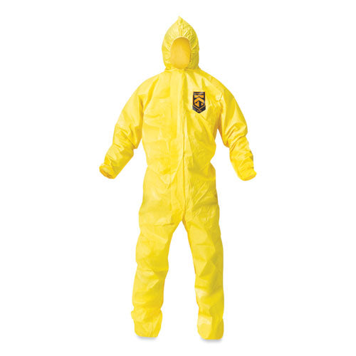 A70 Chemical Spray Protection Coveralls, Hooded, Storm Flap, Large, Yellow, 12/Carton-(KCC09813)