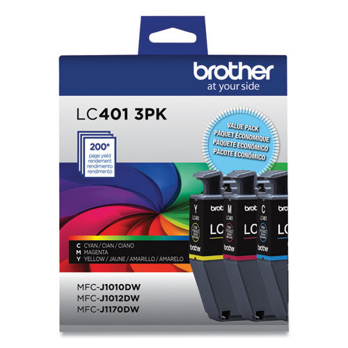 LC4013PKS Ink, 200 Page-Yield, Cyan/Magenta/Yellow, 3/Pack-(BRTLC4013PKS)