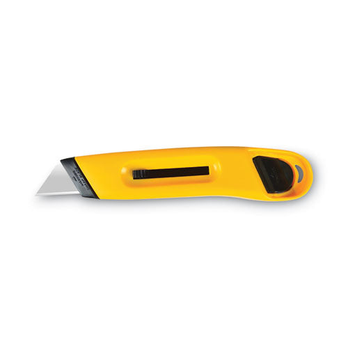 Plastic Utility Knife with Retractable Blade and Snap Closure, 6" Plastic Handle, Yellow-(COS091467)