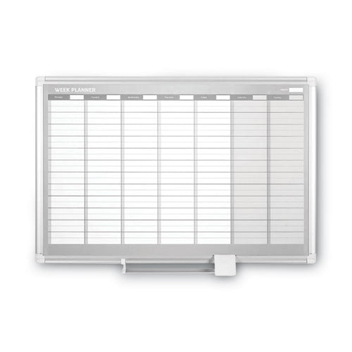 Magnetic Dry Erase Calendar Board, Weekly Calendar, 36 x 24, White Surface, Silver Aluminum Frame-(BVCGA0396830)