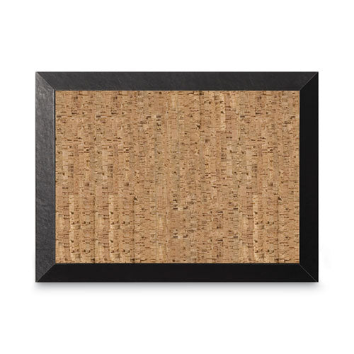 Natural Cork Bulletin Board, 24 x 18, Natural Surface, Black Wood Frame-(BVCSF0422581012)