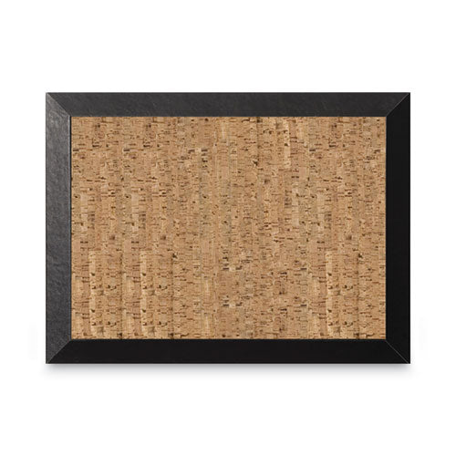 Natural Cork Bulletin Board, 36 x 24, Natural Surface, Black Wood Frame-(BVCSF0722581012)