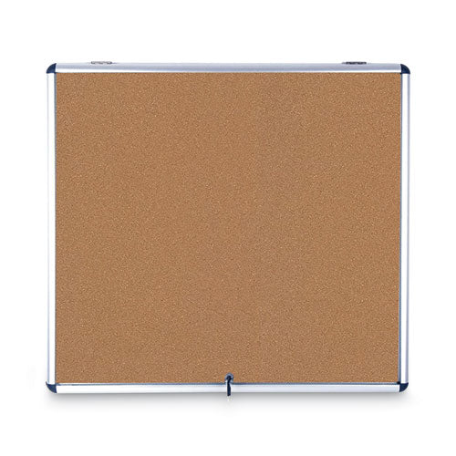 Slim-Line Enclosed Cork Bulletin Board, One Door, 47 x 38, Cork Surface, Aluminum Frame-(BVCVT380101150)