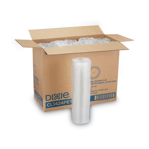 Cold Drink Cup Lids, Fits 16 oz Plastic Cold Cups, Clear, 100/Sleeve, 10 Sleeves/Carton-(DXECL1424PET)