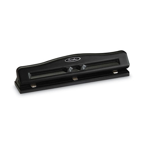 11-Sheet Commercial Adjustable Desktop Two- to Three-Hole Punch, 9/32" Holes, Black-(SWI74020)