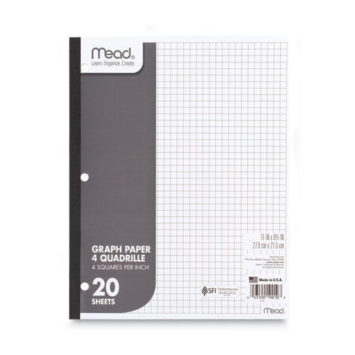 Graph Paper Tablet, 3-Hole, 8.5 x 11, Quadrille: 4 sq/in, 20 Sheets/Pad, 12 Pads/Pack-(MEA19010)