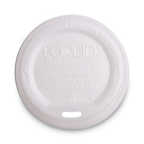 EcoLid Renewable/Compostable Hot Cup Lid, PLA, Fits 10 oz to 20 oz Hot Cups, 50/Pack, 16 Packs/Carton-(ECOEPECOLIDW)