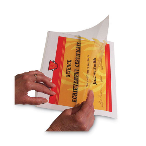 Quick Cover Laminating Pockets, 12 mil, 9.13" x 11.5", Gloss Clear, 25/Box-(CLI65187)