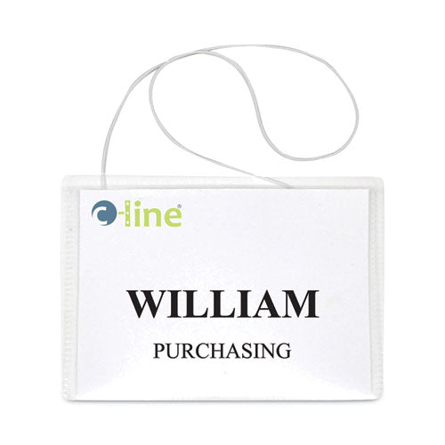 Name Badge Kits, Top Load, 4 x 3, Clear, Elastic Cord, 50/Box-(CLI96043)