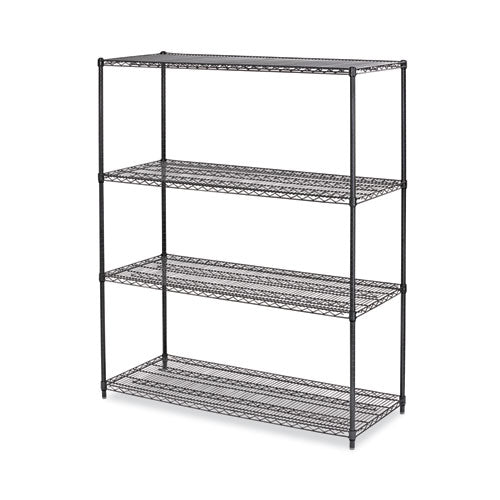 All-Purpose Wire Shelving Starter Kit, Four-Shelf, 60w x 24d x 72h, Black Anthracite Plus-(ALESW206024BA)