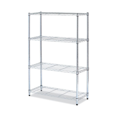 Residential Wire Shelving, Four-Shelf, 36w x 14d x 54h, Silver-(ALESW843614SR)