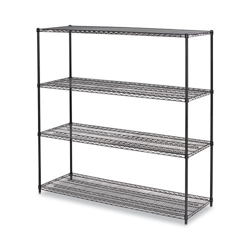 BA Plus Wire Shelving Kit, Four-Shelf, 72w x 24d x 72h, Black Anthracite Plus-(ALESW207224BA)