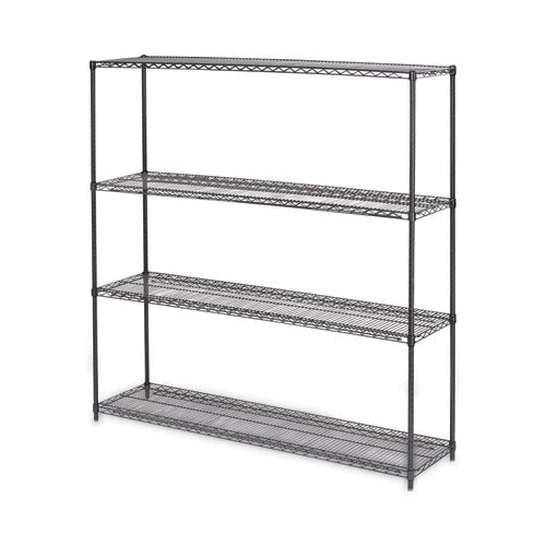 BA Plus Wire Shelving Kit, Four-Shelf, 72w x 18d x 72h, Black Anthracite Plus-(ALESW207218BA)