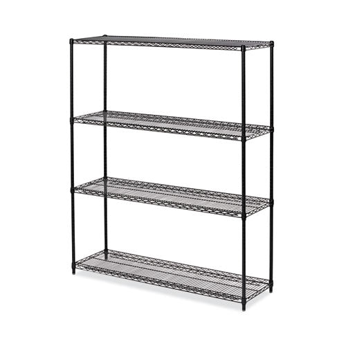 All-Purpose Wire Shelving Starter Kit, Four-Shelf, 60w x 18d x 72h, Black Anthracite Plus-(ALESW206018BA)