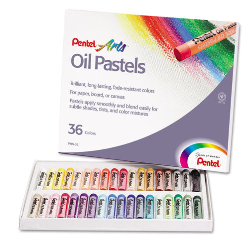 Oil Pastel Set With Carrying Case, 36 Assorted Colors, 0.38 dia x 2.38", 36/Pack-(PENPHN36)