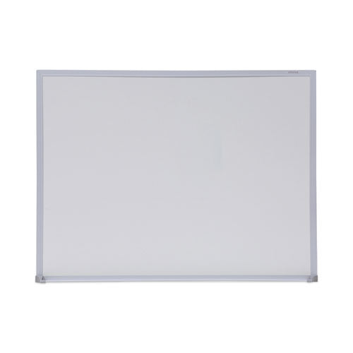 Melamine Dry Erase Board with Aluminum Frame, 24 x 18, White Surface, Anodized Aluminum Frame-(UNV43622)