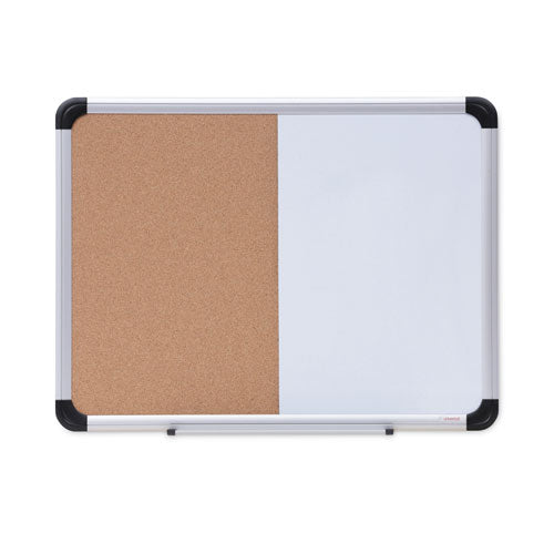 Cork/Dry Erase Board, Melamine, 24 x 18, Black/Gray Aluminum/Plastic Frame-(UNV43742)