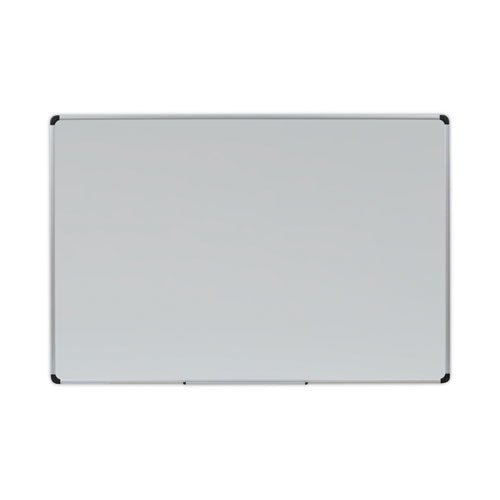 Deluxe Porcelain Magnetic Dry Erase Board, 72 x 48, White Surface, Silver/Black Aluminum Frame-(UNV43843)