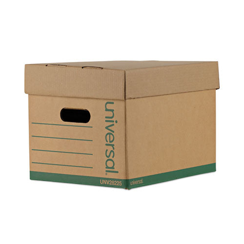 Professional-Grade Heavy-Duty Storage Boxes, Letter/Legal Files, Kraft/Green, 12/Carton-(UNV28225)