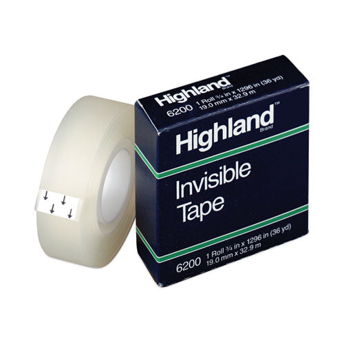 Invisible Permanent Mending Tape, 1" Core, 0.75" x 36 yds, Clear-(MMM6200341296)