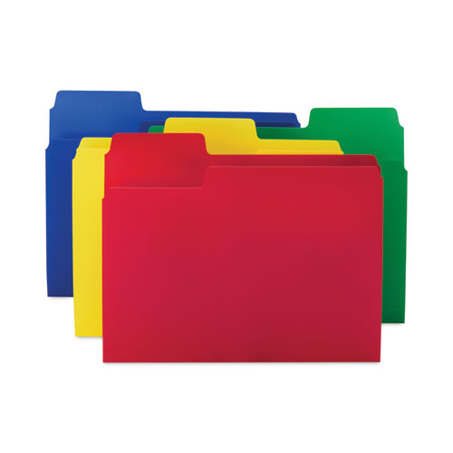 SuperTab Top Tab File Folders, 1/3-Cut Tabs: Assorted, Letter Size, 0.75" Expansion, Polypropylene, 12/Pack-(SMD10516)