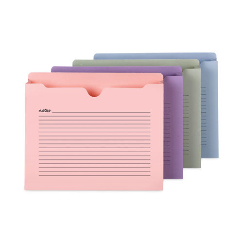 Notes File Jackets, Straight Tab, 2" Expansion, Letter Size, Assorted Colors, 12/Pack-(SMD75695)