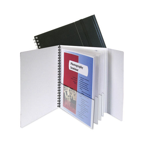 Eight-Pocket Portfolio with Security Flap, Polypropylene, 8.5 x 11, Black/White-(CLI32881)