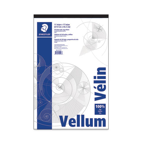 Mars Translucent Vellum Art and Drafting Paper, 16 lb Bristol Weight, 11 x 17, Translucent, 50/Pad-(STD9461117P)