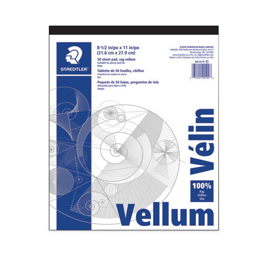 Mars Translucent Vellum Art and Drafting Paper, 16 lb Bristol Weight, 8.5 x 11, 50/Pad-(STD946811P)