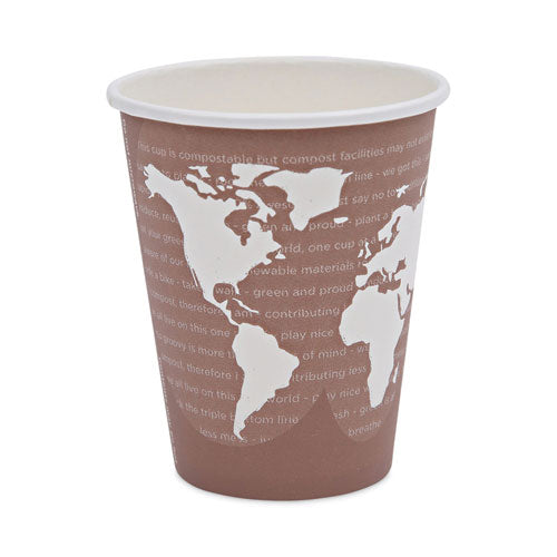 World Art Renewable and Compostable Hot Cups, 8 oz, Plum, 50/Pack-(ECOEPBHC8WAPK)