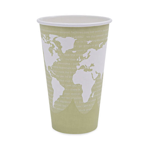 World Art Renewable and Compostable Hot Cups, 16 oz, Moss, 50/Pack-(ECOEPBHC16WAPK)