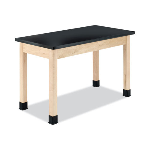 Classroom Science Table, 48w x 24d x 36h, Black ChemGuard High Pressure Laminate (HPL) Top, Maple Base-(DVWP7102BM36N)