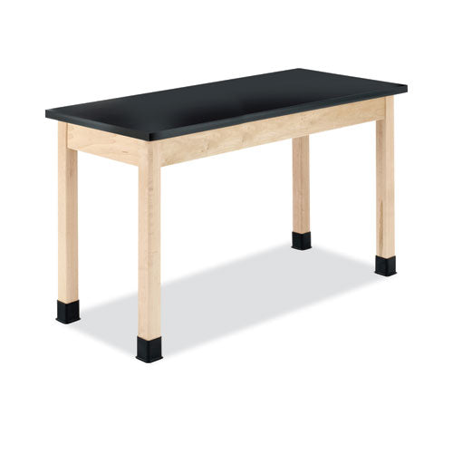 Classroom Science Table, 54w x 24d x 36h, Black ChemGuard High Pressure Laminate (HPL) Top, Maple Base-(DVWP7202BM36N)