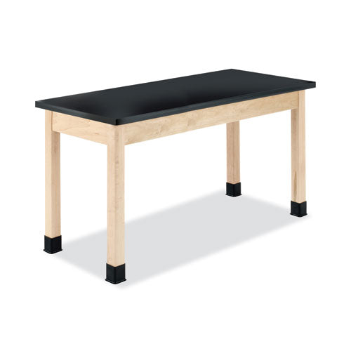 Classroom Science Table, 54w x 24d x 36h, Black Epoxy Resin Top, Oak Base-(DVWP7206K36N)